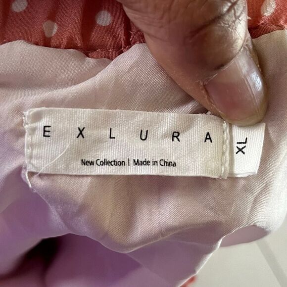 Exlura Women’s High Waist Pink Polka Dot Pleated Maxi Skirt Size XL - Picture 2 of 6